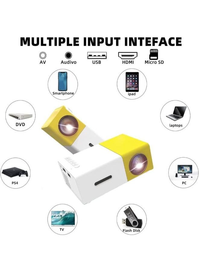 Executive LLC - Full HD Mini Projector Portable Movie Projector 1080P Supports Kids Gift Home Theater Compatible with Smartphone PS4 Laptop for Office Home and School (Yellow) - Image 1