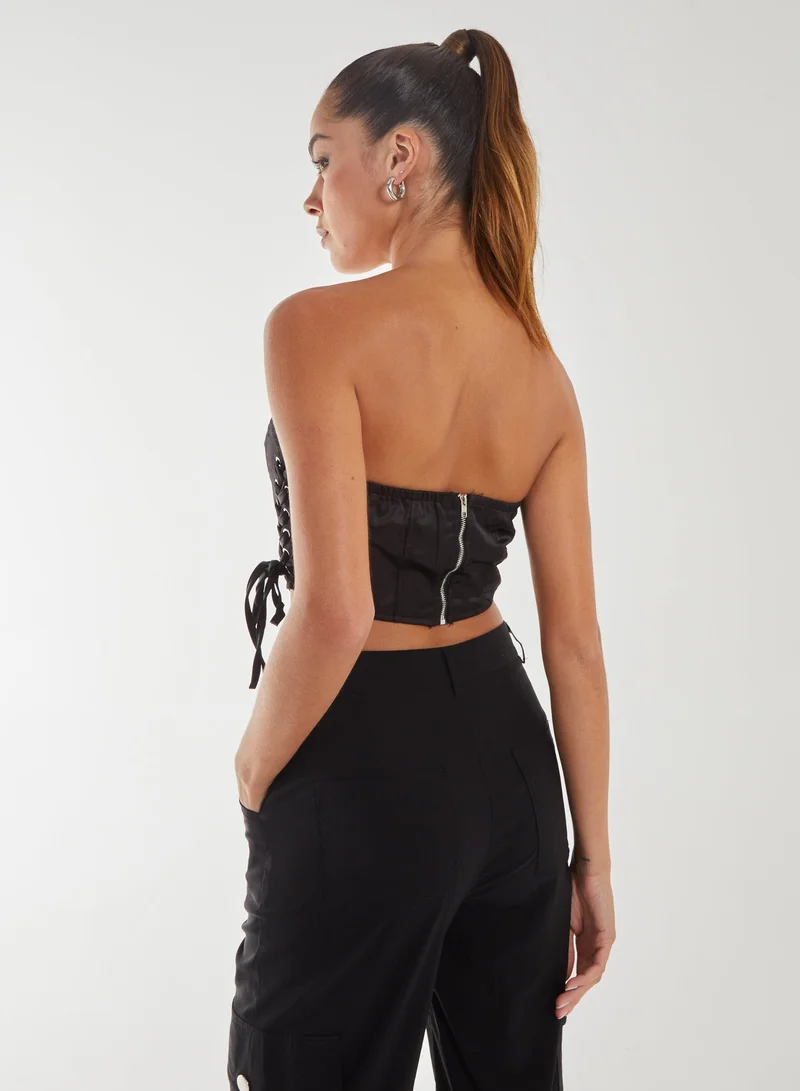 Pink Vanilla Lace Up Corset Top