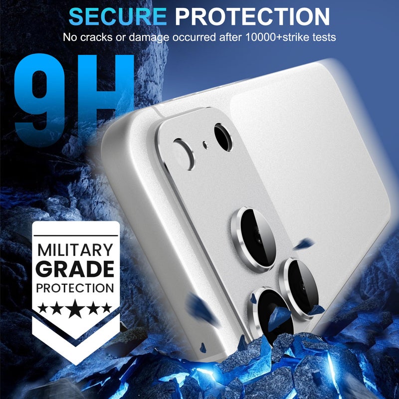 Suoman for iPhone 17 Pro Max Camera Lens Protector, [All-in-one Frosted] [Strong-Adhesion] Metal Frame Tempered Glass Camera Lens Cover-Grey - Image 3