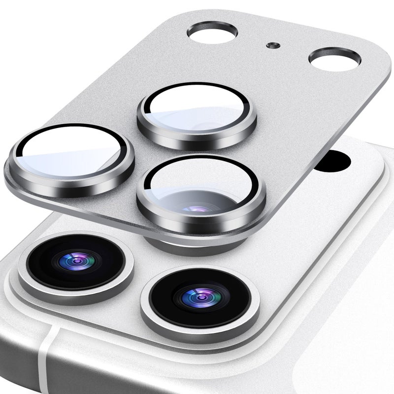 Suoman for iPhone 17 Pro Max Camera Lens Protector, [All-in-one Frosted] [Strong-Adhesion] Metal Frame Tempered Glass Camera Lens Cover-Grey - Image 1