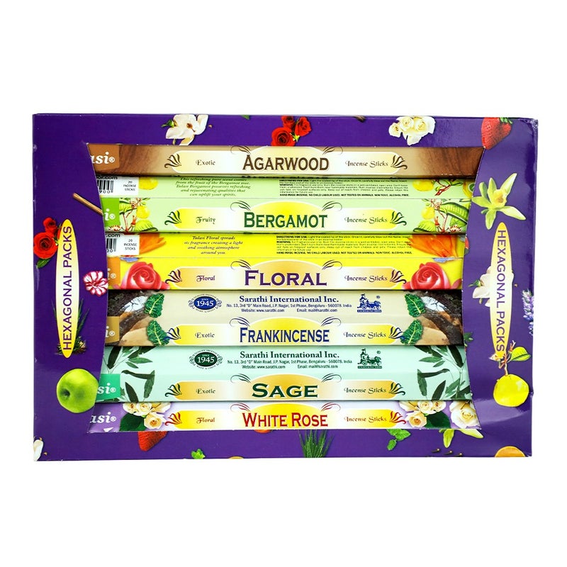 Tulasi Hexa Assorted Incense Sticks Gift Set for Pooja, Prayer, Meditation, Home Fragrance & Festive Gifting, 1 Set - Image 1
