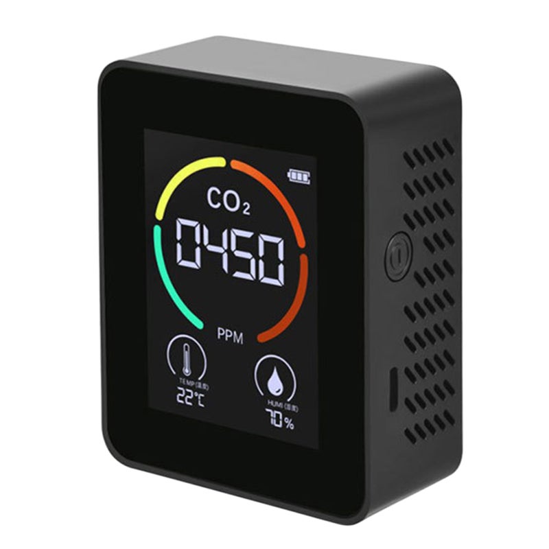 CO2 Detector: Black Portable Device With Large Clear Screen - 400ppm To 5000ppm 1ppm Accuracy Air Quality Monitor For Home Safety Baby Health - Image 1