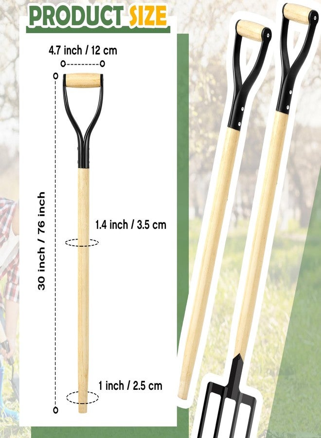 Memorywuu 2 Pcs Spading Pitchfork Handle 30 Inch Wooden Shovel Handle Replacement D Shaped Pitch Fork Handles Replacement Tool for Shovel Scoop Hoe Rake Garden Digging - Image 2
