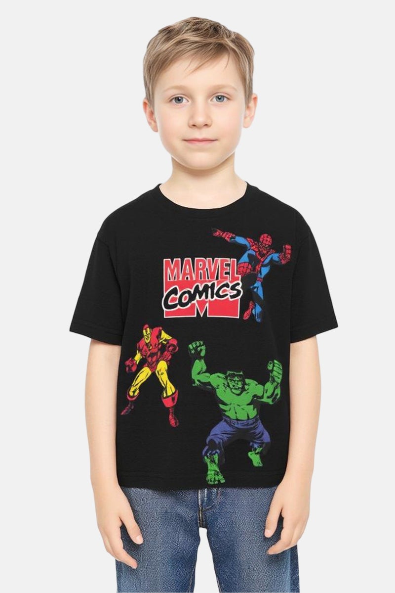 MARVEL Toddlers Boy Short Sleeve Graphic Print T-Shirt, Black - Image 1