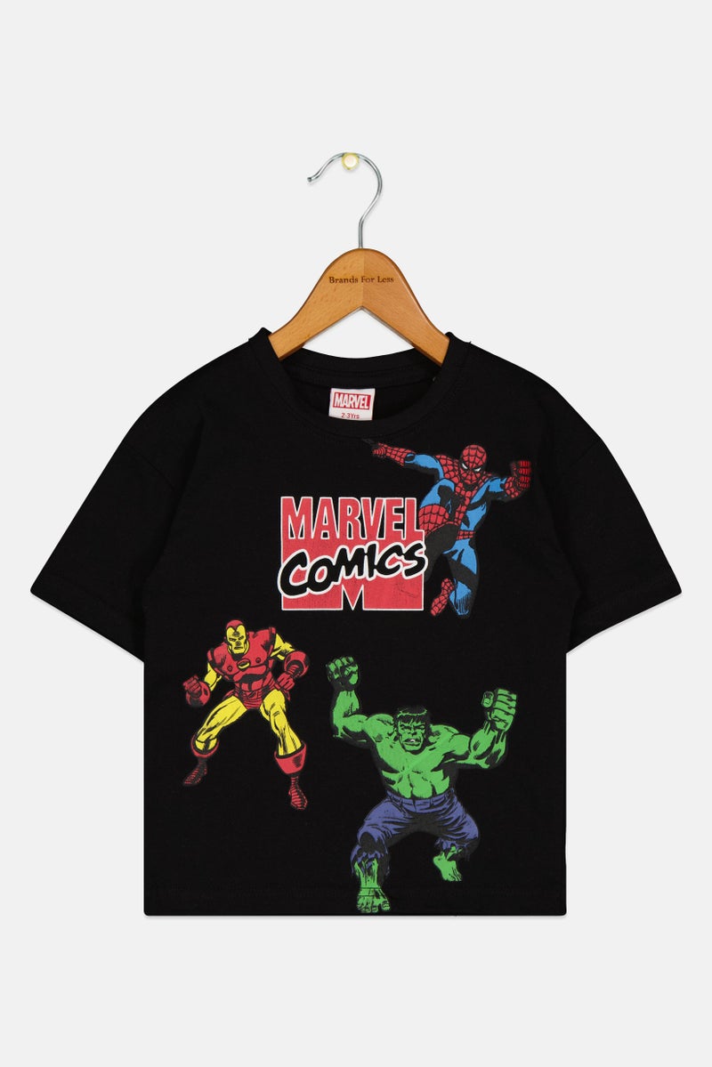 MARVEL Toddlers Boy Short Sleeve Graphic Print T-Shirt, Black - Image 2