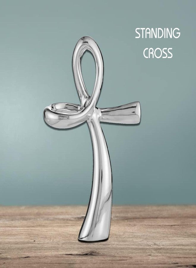 Nambe Nambé Sculptural Standing Cross - Religious Holiday Decoration, Spiritual Accent for Mantels, Tables, or Shelves, Collectible Nambé Alloy Design for Elegant Christmas Home Decor - Image 2