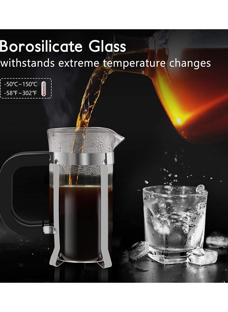 Liying French Press Coffee Maker, 600ml Cafeteria Coffee Plunger, Small Tea Press Borosilicate Glass with Stainless Steel Filter  - Image 1