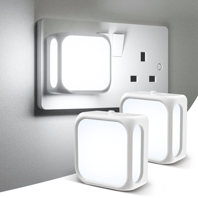 PURSNIC Night Light Plug in Wall، من الغسق إلى الفجر، 6000K أبيض بارد، 2 حزمة - Image 1