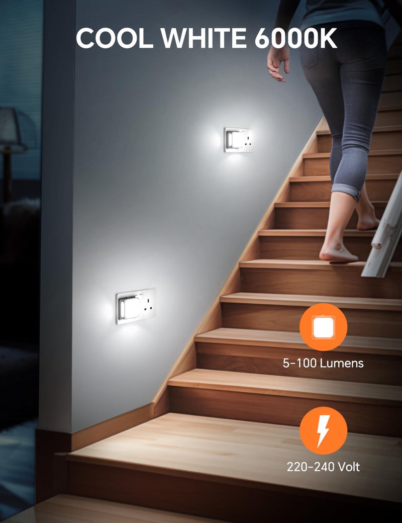 PURSNIC Night Light Plug in Wall، من الغسق إلى الفجر، 6000K أبيض بارد، 2 حزمة - Image 4