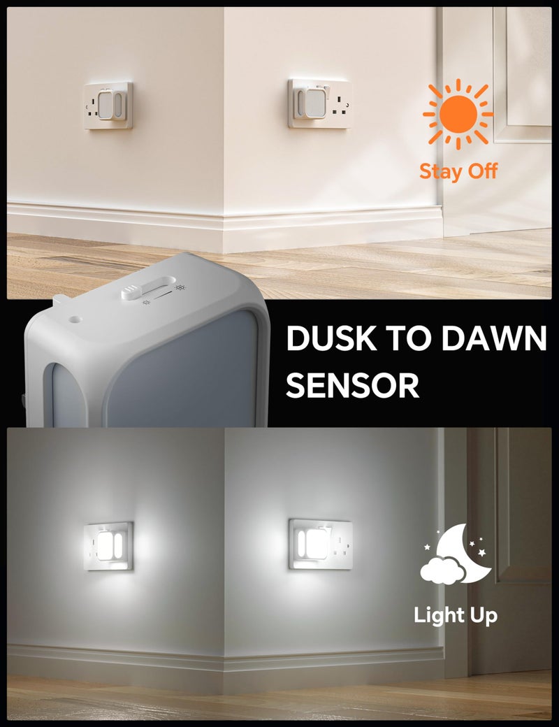 PURSNIC Night Light Plug in Wall، من الغسق إلى الفجر، 6000K أبيض بارد، 2 حزمة - Image 2