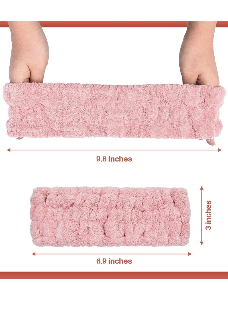 Chuangdi 3 Pieces Spa Facial Headband For Makeup And Washing Face Terry Cloth Hairband Yoga Sports Shower Facial Elastic Head Band Wrap For Women(Pink, Milky-White, Dark Grey)  - Image 2
