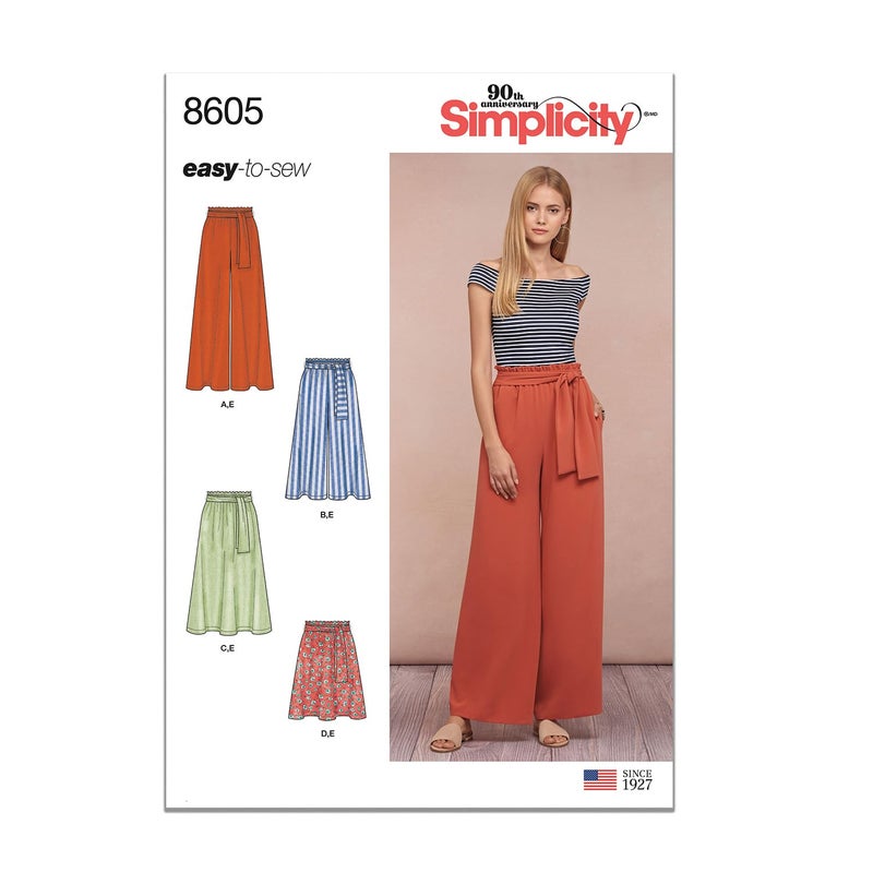 Simplicity US8605A Easy to Sew Womens Skirts and Loose Fitting Pants Sewing Patterns Sizes 624