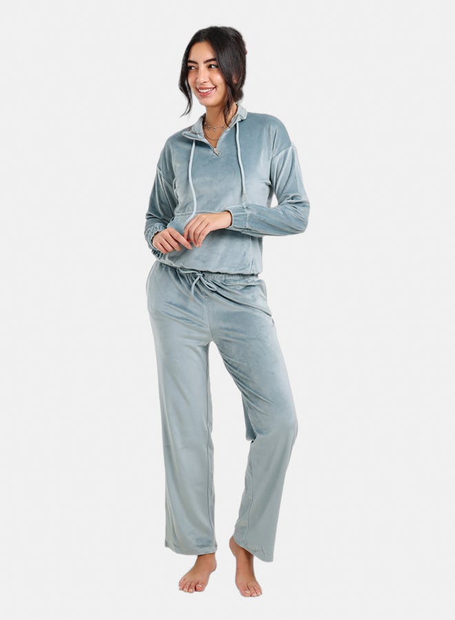 Carina Velvet High Neck Pyjama Set - Image 1