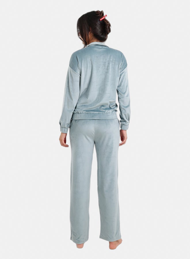 Carina Velvet High Neck Pyjama Set - Image 3