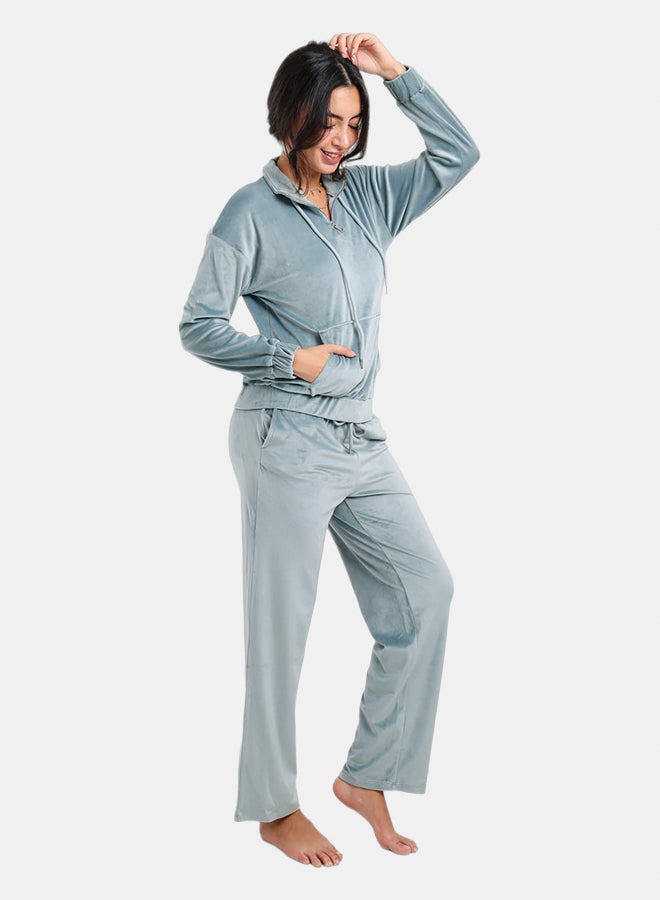 Carina Velvet High Neck Pyjama Set - Image 2