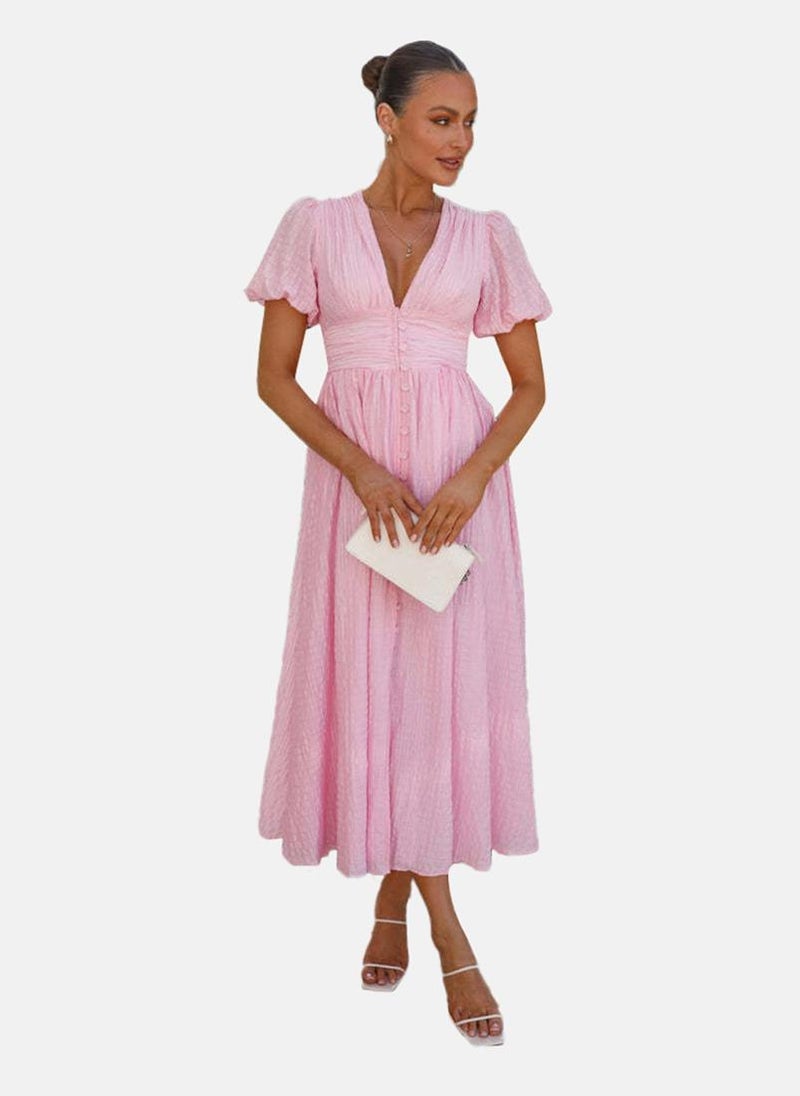 YUNIQEE Pink Button-Front Dress  - Image 4