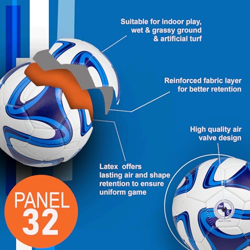 WHACKK Pele Blue & White Football (Size 5) – 32-Panel Durable PVC Ball - Image 3