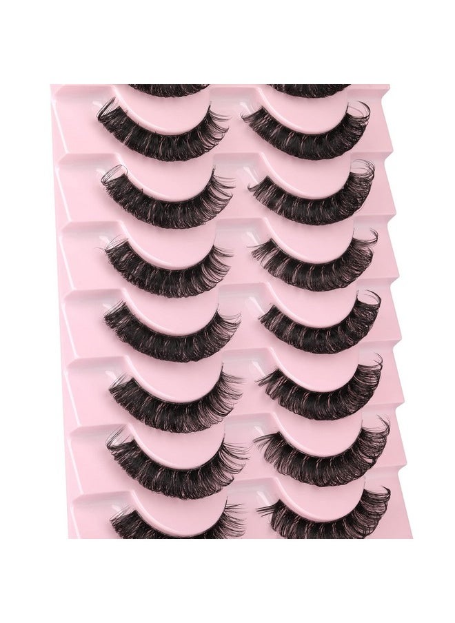 Newcally - Newcally Lashes Nautral Look False Eyelashes Russian Strip Lashes Mink Wispy Fluffy Lashes Pack D Curl Thick Full Volume Cat Eye Lashes Look Like Extensions 10 Pairs - Image 1