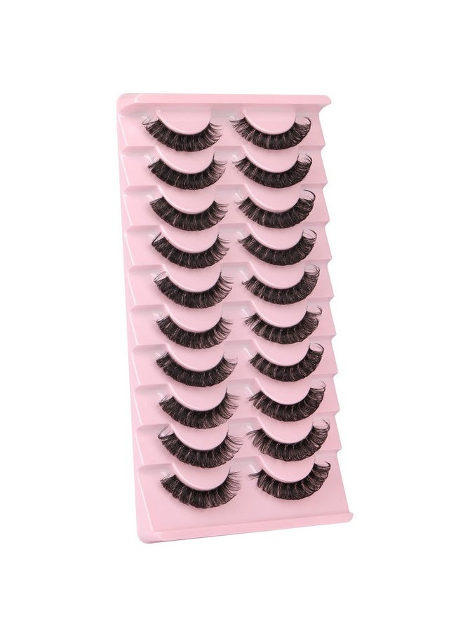 Newcally - Newcally Lashes Nautral Look False Eyelashes Russian Strip Lashes Mink Wispy Fluffy Lashes Pack D Curl Thick Full Volume Cat Eye Lashes Look Like Extensions 10 Pairs - Image 1