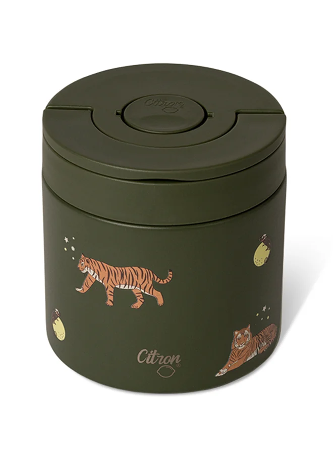 Citron Stainless Steel Food Jar 350ml - Tiger - Durable & Insulated Food Container for Kids - BPA-Free & Leakproof - Keeps Food Hot or Cold - Ideal for School & Travel