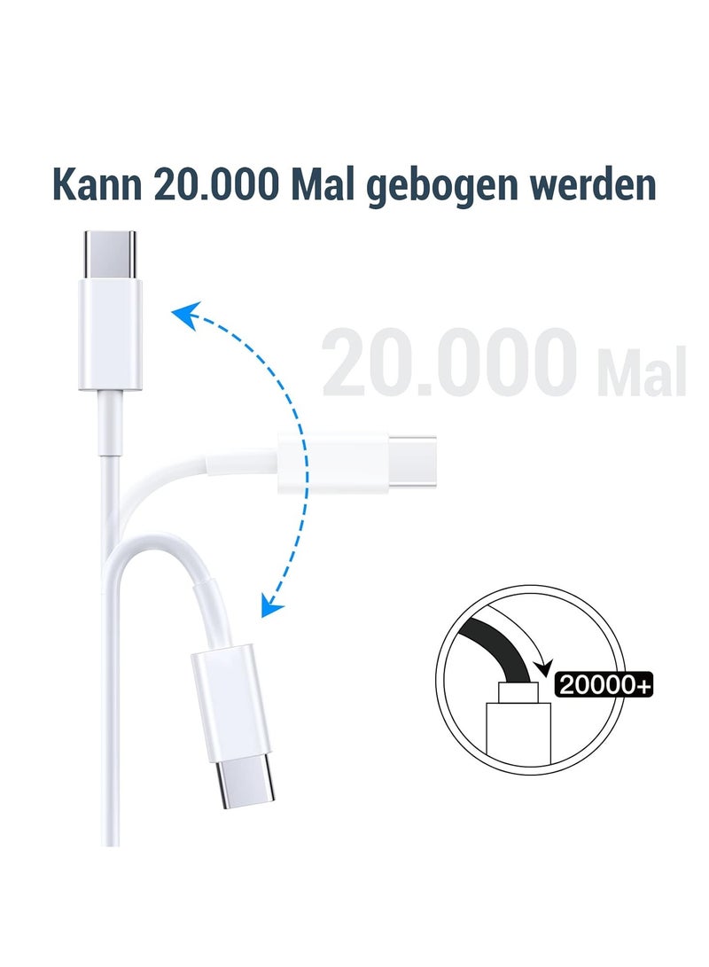 Femca Charging Cable 60W Fast Charging Cable USB C to USB C Cord for Apple iPhone 16/15/Plus/Pro/Pro Max 1m White - Image 2
