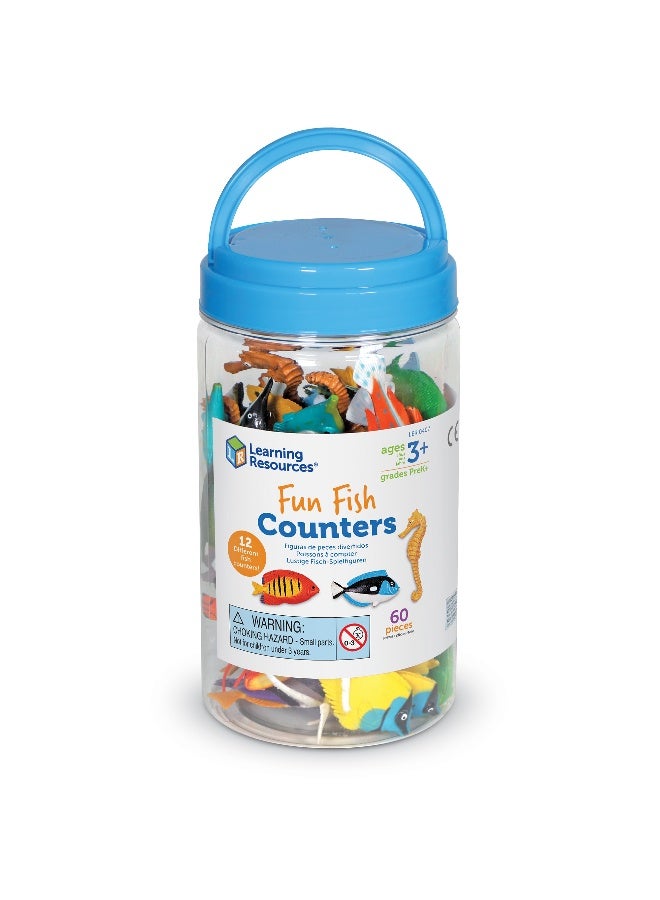 ليرننج ريسورسز موارد تعليمية ممتعة لعد الأسماك، مجموعة من 60 سمكة بلاستيكية ملونة للعد والفرز والنمذجة، 12 نوعًا بتفاصيل واقعية، للأعمار من 3 سنوات فما فوق - Image 3