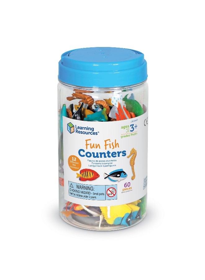 ليرننج ريسورسز موارد تعليمية ممتعة لعد الأسماك، مجموعة من 60 سمكة بلاستيكية ملونة للعد والفرز والنمذجة، 12 نوعًا بتفاصيل واقعية، للأعمار من 3 سنوات فما فوق - Image 5