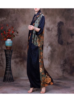Madam Uniq New Fashionable Cross-Front Silk Dress - Slim Fit Color Block Long Dress for a Youthful Charm  - Image 4