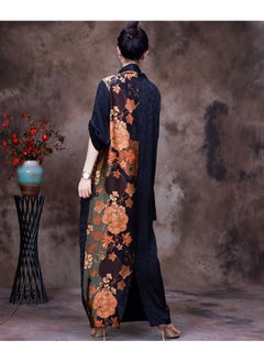 Madam Uniq New Fashionable Cross-Front Silk Dress - Slim Fit Color Block Long Dress for a Youthful Charm  - Image 2