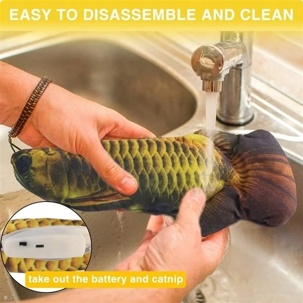 Lion Animated Playing Fish Catnip Yellow