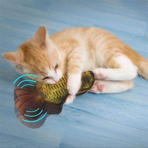 Lion Animated Playing Fish Catnip Yellow