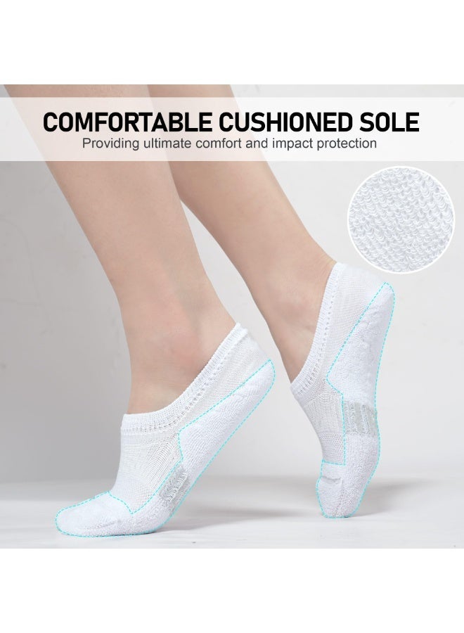 HZYH 6 Pairs No Show Socks, Womens Cushioned Low Cut Invisible Footies for Running Athletic Gym Ankle Socks,M - Image 4