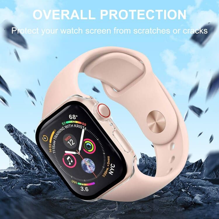 Smiling 2 Pack Case Compatible with Apple Watch SE 3 (2025)/ SE 2/ SE/Series 6/5/4 40mm with Tempered Glass Screen Protector, Hard PC Case Overall Protective Cover- Transparent - Image 3