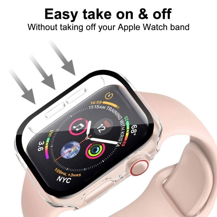 Smiling 2 Pack Case Compatible with Apple Watch SE 3 (2025)/ SE 2/ SE/Series 6/5/4 40mm with Tempered Glass Screen Protector, Hard PC Case Overall Protective Cover- Transparent - Image 4