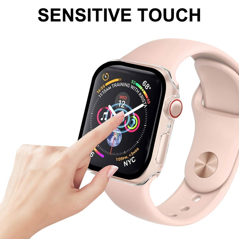 Smiling 2 Pack Case Compatible with Apple Watch SE 3 (2025)/ SE 2/ SE/Series 6/5/4 40mm with Tempered Glass Screen Protector, Hard PC Case Overall Protective Cover- Transparent - Image 5