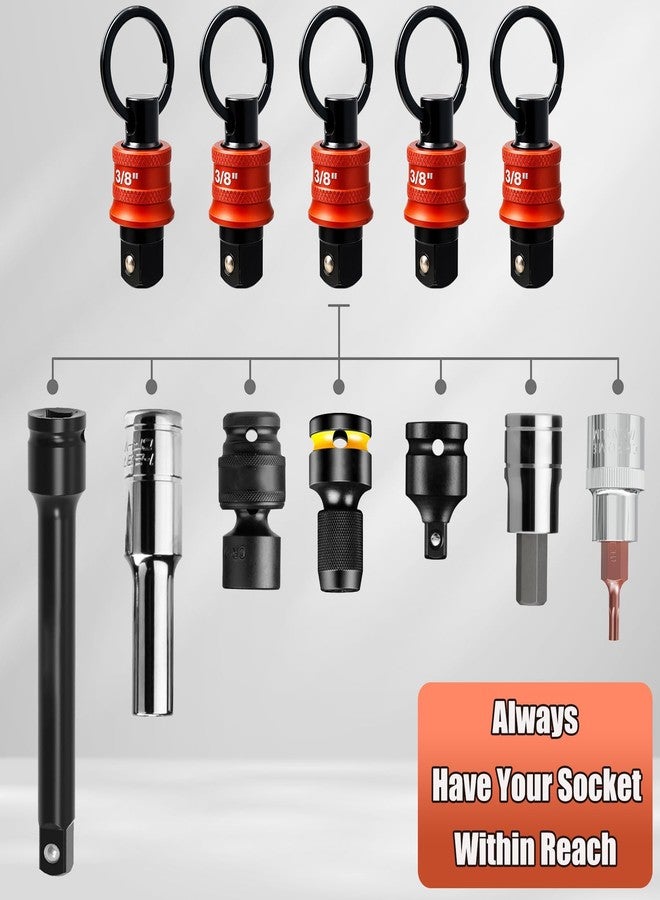 Saipe سلسلة مفاتيح Saipe، حامل مقبس، منظم مقبس 3/8 بوصة، تصميم سريع الفك، مع حلقة تثبيت، مفتاح ربط صدمي، ملحقات لعمال البناء، وعمال الخطوط، والميكانيكيين، والنجارين - Image 4