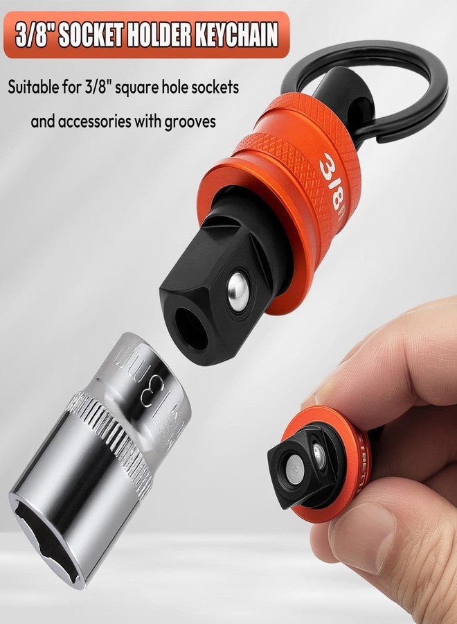 Saipe سلسلة مفاتيح Saipe، حامل مقبس، منظم مقبس 3/8 بوصة، تصميم سريع الفك، مع حلقة تثبيت، مفتاح ربط صدمي، ملحقات لعمال البناء، وعمال الخطوط، والميكانيكيين، والنجارين - Image 3