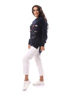 Andora You Are My Universe' Printed Navy Blue Hoodie_Navy Blue 