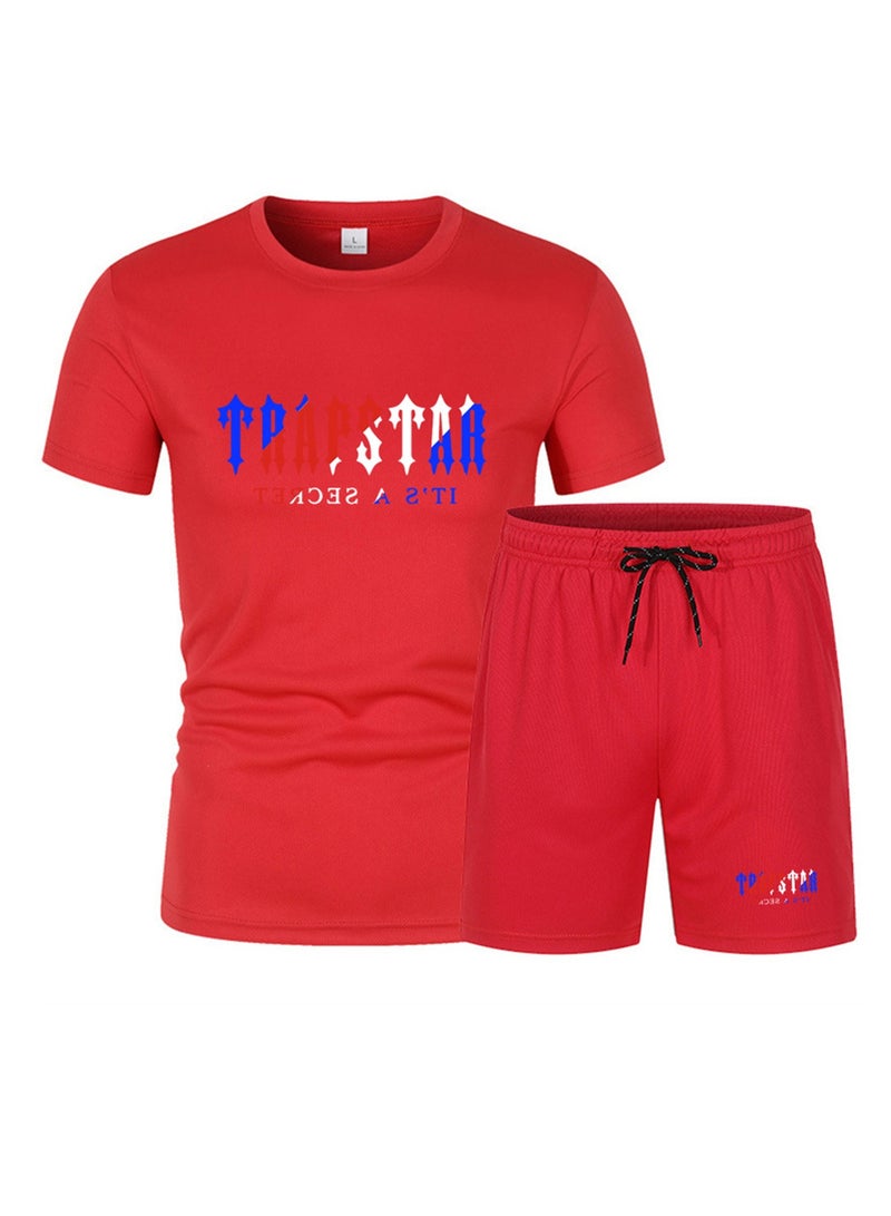 2PCS Summer Men's Short Sleeve T-Shirt Shorts Casual Two-piece Suit T-Shirt - Image 1