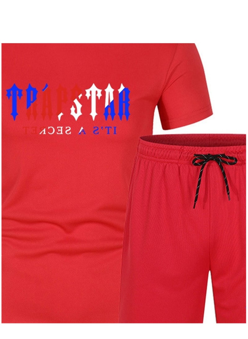 2PCS Summer Men's Short Sleeve T-Shirt Shorts Casual Two-piece Suit T-Shirt - Image 3