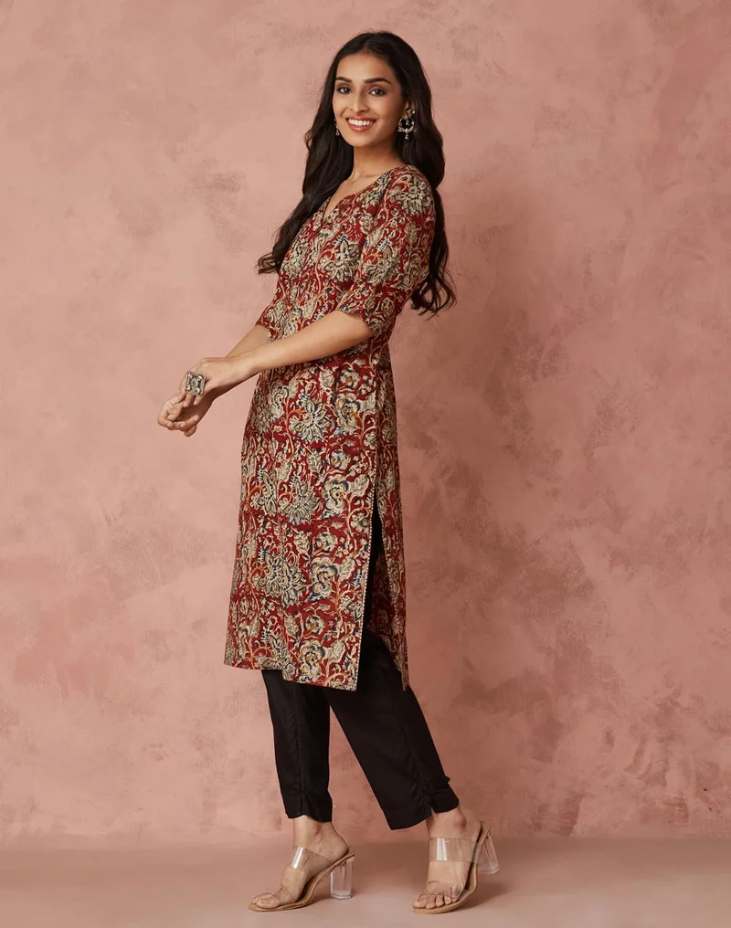 Fabindia Printed Knee Length Kurta