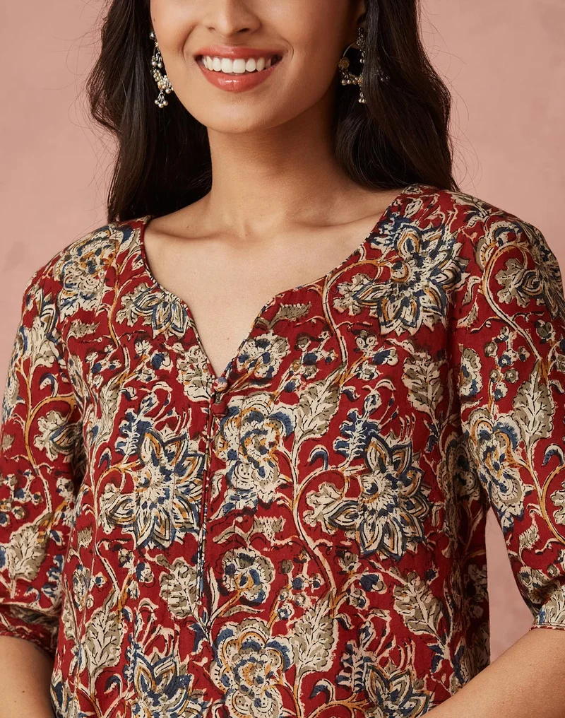 Fabindia Printed Knee Length Kurta