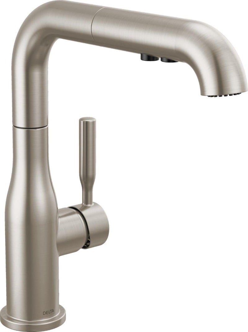 Delta Almari Brushed Nickel Kitchen Faucet with Pull-Out Sprayer, Modern Single Hole Kitchen Sink, Single Handle, Stainless 16943-SS-DST - Image 1