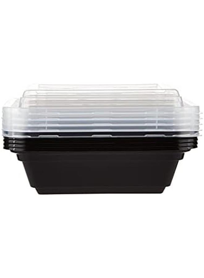 Hotpack Microwaveable Rectangular Black Base Meal Prep Container With Clear Lid Lunch Boxes 12 Oz 5 Pieces ' 5 Units - Image 2