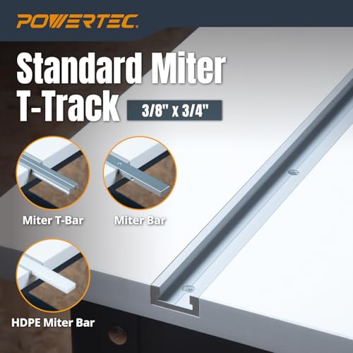 POWERTEC 32" Miter T Track w/T-Bar for Table Saw, Router Table, Band Saw, Works with 3/4” x 3/8” Miter T Slot, Miter Gauge, T Track Accessories for Woodworking and Sliding Jigs, 1 Set (71568) - Image 5