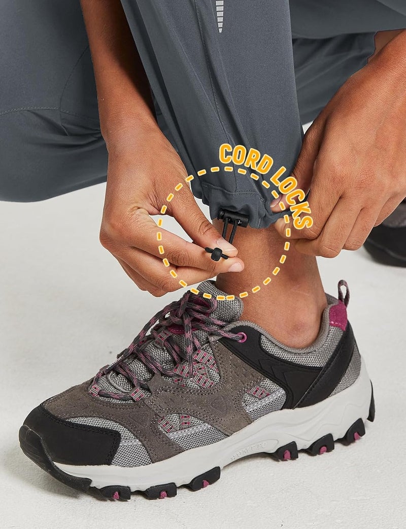 BALEAF Women's Petite Hiking Pants Lightweight Quick Dry Water Resistant Cargo Pants 27'' Inseam Dark Gray Size L - Image 3