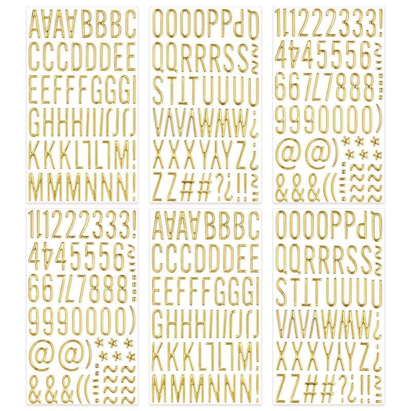 sodknow 6 Sheets Gold Puffy Letter and Number Stickers 1 inch Gold 3D Alphabet Letter Stickers Waterproof Golden Foam Stickers for Mailbox Poster Scrapbooking Sign Graduation Cap Decor DIY - Image 1