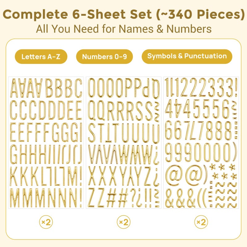 sodknow 6 Sheets Gold Puffy Letter and Number Stickers 1 inch Gold 3D Alphabet Letter Stickers Waterproof Golden Foam Stickers for Mailbox Poster Scrapbooking Sign Graduation Cap Decor DIY - Image 5