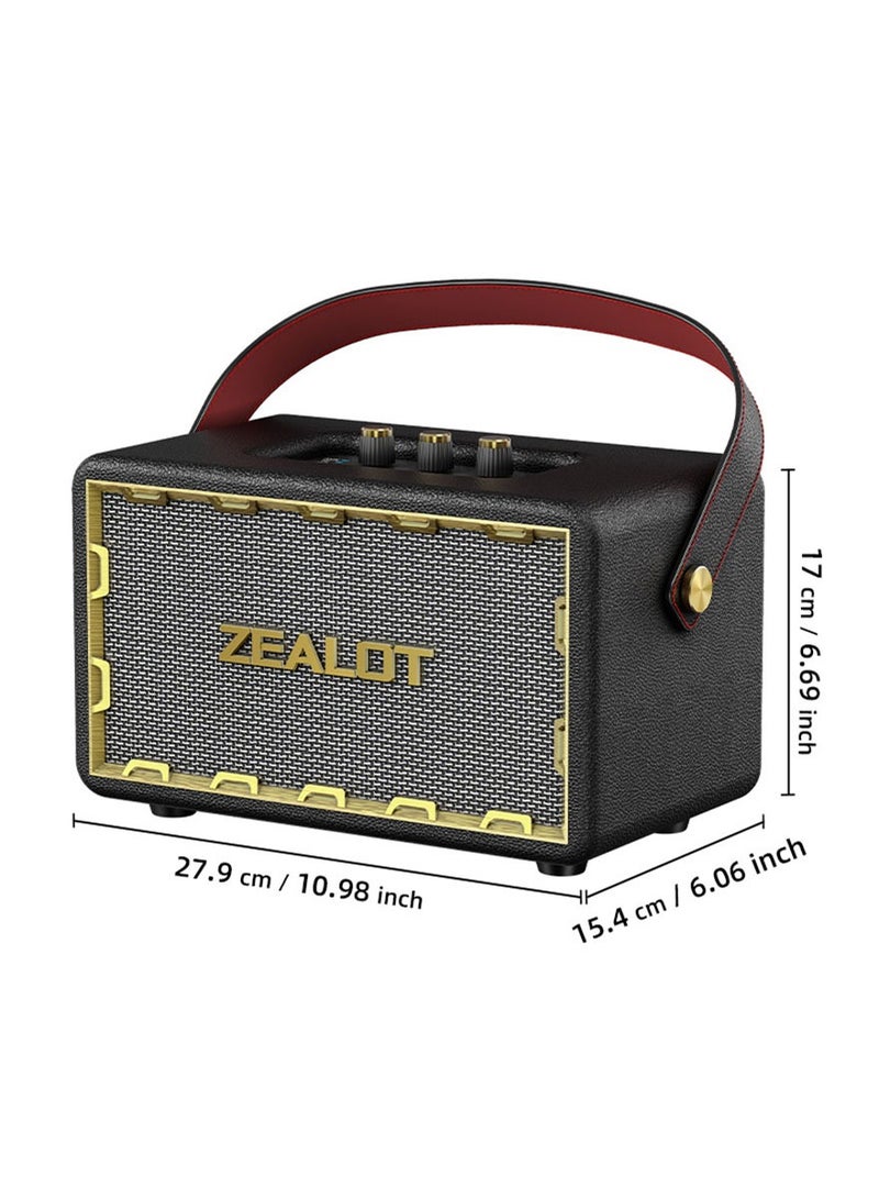 ZEALOT MT01 Retro Classic Bluetooth Speaker - 60W Bluetooth Portable Subwoofer 24000mAh 48h Playtime Speaker Loud Stereo Booming Bass TWS 5.2 Hi-Fi Sound Cube Design for Outdoor/Home/Car/Party