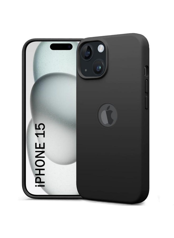 ذا جيفت كارت جراب خلفي من السيليكون السائل الأصلي من TheGiftKart لهاتف iPhone 15 | بطانة داخلية من الألياف الدقيقة الناعمة | حماية الكاميرا من الصدمات | جراب خلفي مقاوم للصدمات لهاتف iPhone 15 (سيليكون، أسود)  - Image 1